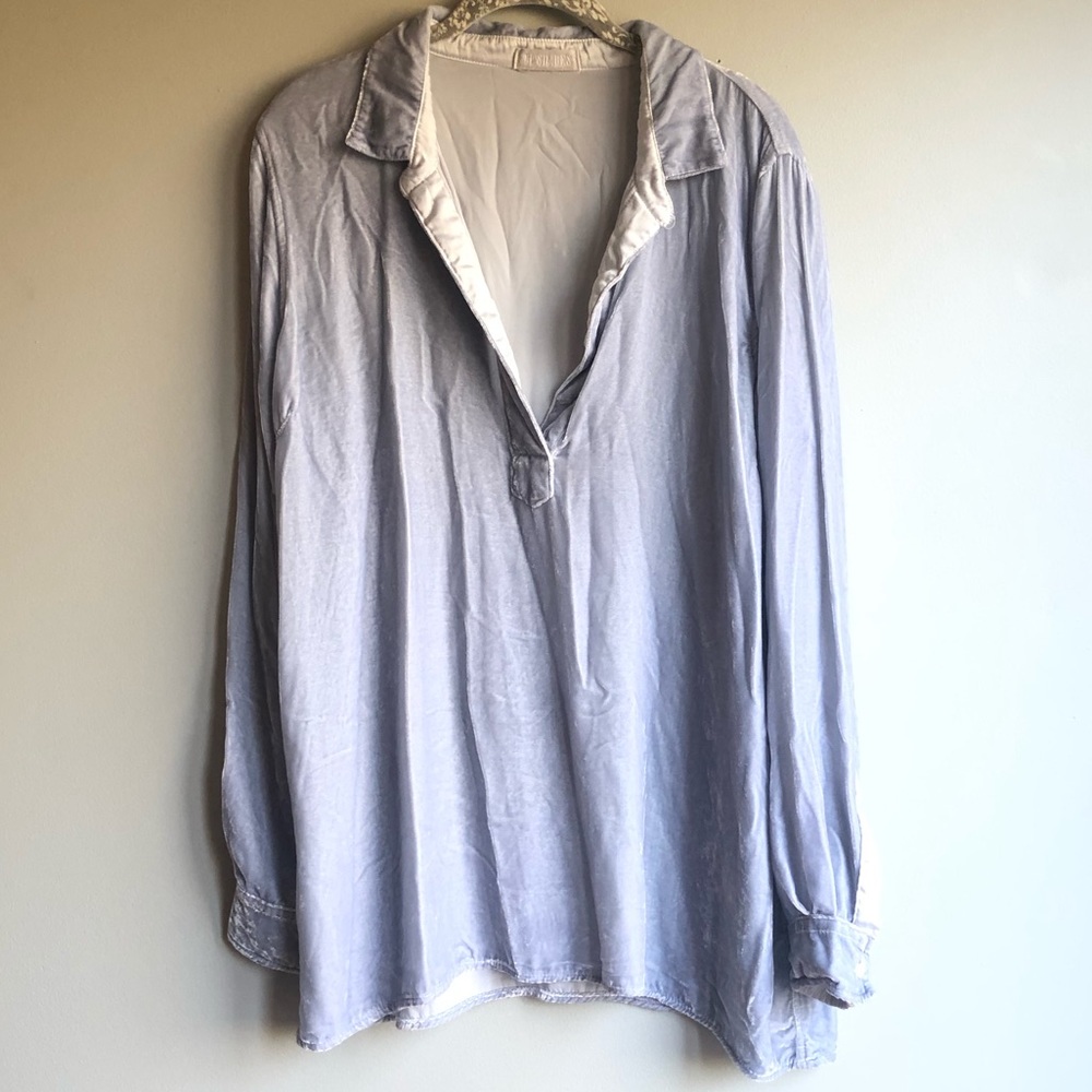 Free People/CP Shades Velvet/Silk Tunic- Blue- M